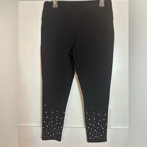 Black Embellished Leggings with pearl accents size PXL